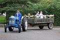 1. Wedding trailer towed by vintage tractor